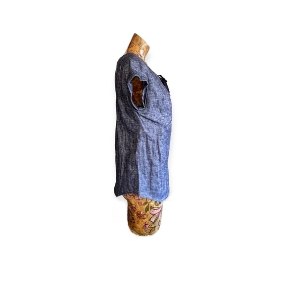 Theory top linen blend blue short sleeve small - Picture 4 of 8